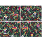 Xmas Charms set of 4 placemats pure linen with festive holiday charm print image 2
