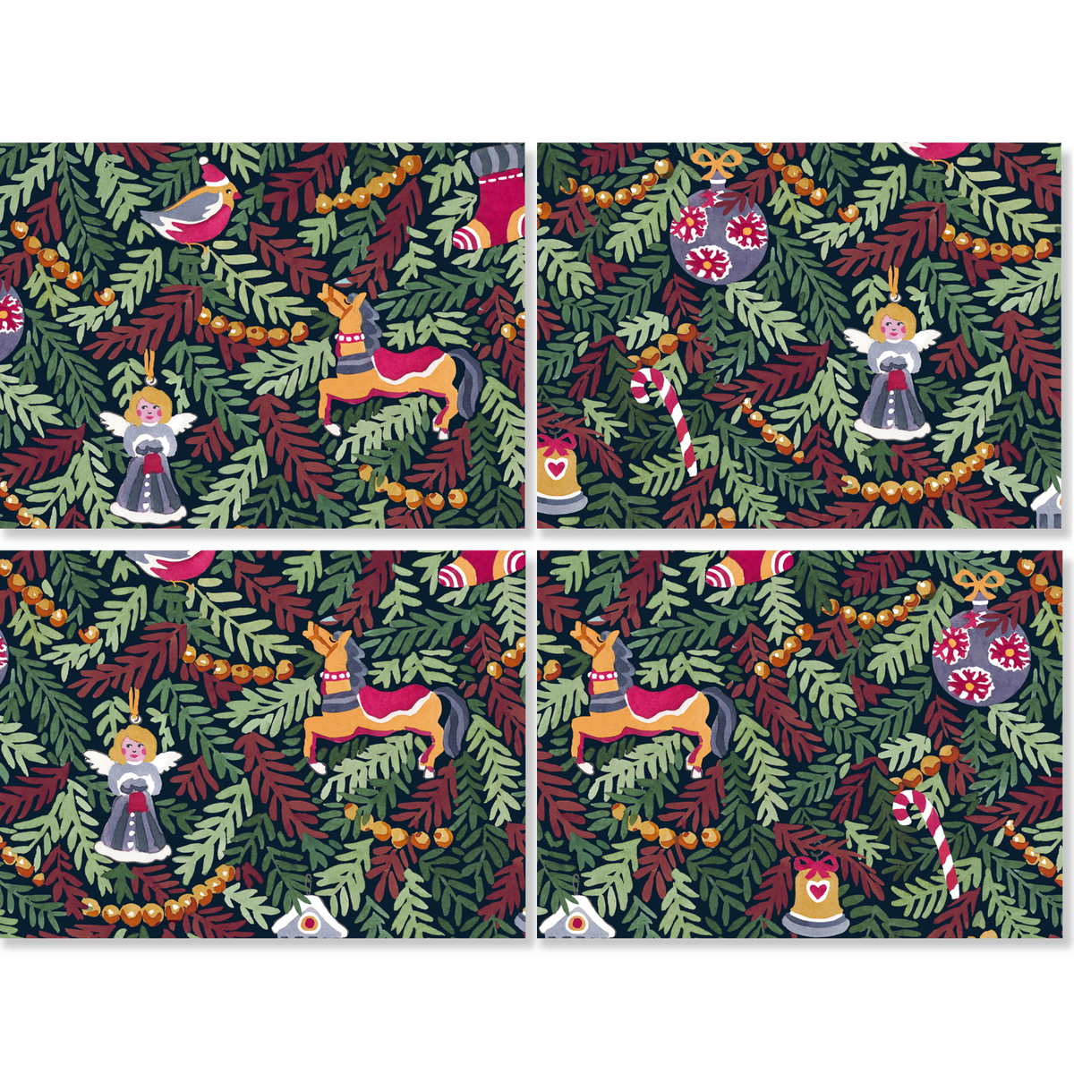Xmas Charms set of 4 placemats pure linen with festive holiday charm print image 2