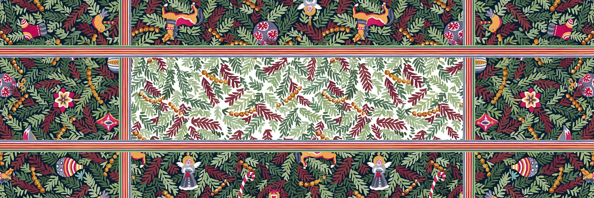 Xmas Charms runner pure linen 50x220 with festive holiday charm print image 2