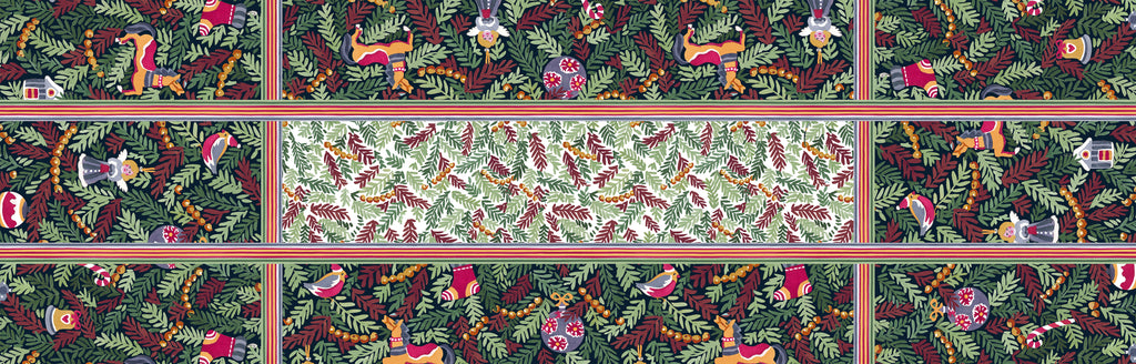 Xmas Charms runner pure linen 80x250 cm with festive holiday charm print image 4