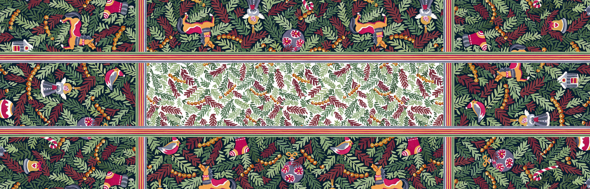 Xmas Charms runner pure linen 80x250 cm with festive holiday charm print image 4