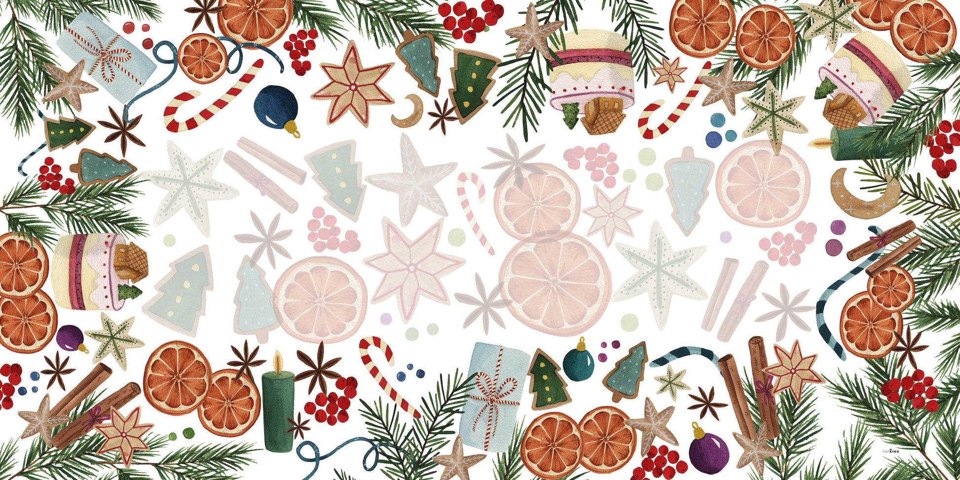 Satin Tablecloth «Xmas Tea» 100% Made in Italy The Napking