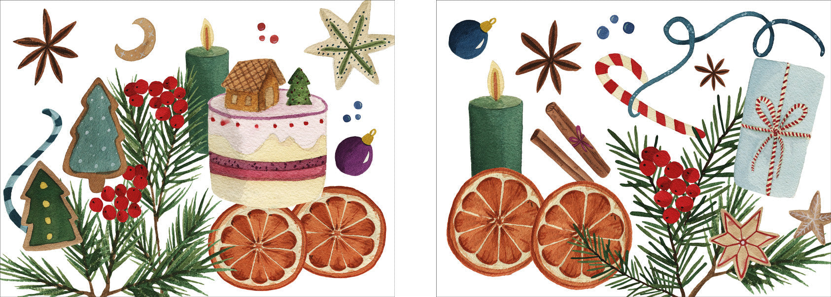 Set of 2 rectangular hardboard placemats Xmas Tea The Napking