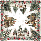Xmas Village linen tablecloth 180x360 cm by The Napking