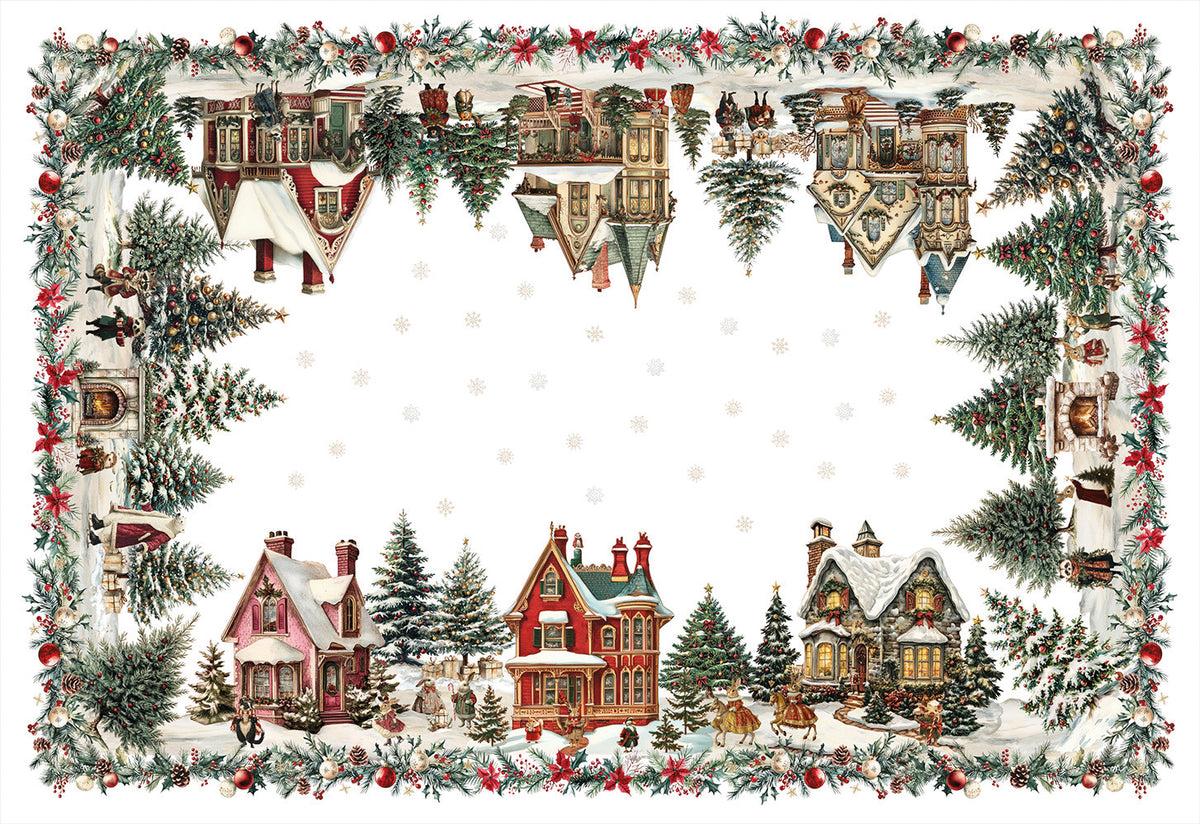 Xmas Village linen tablecloth 220x220 cm by The Napking