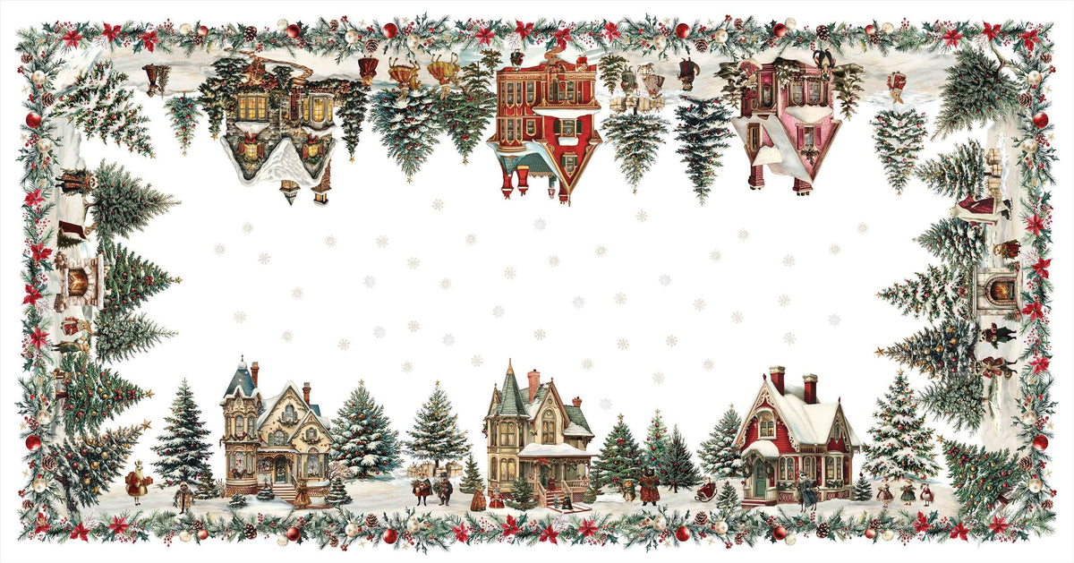 Xmas Village linen tablecloth 180x270 cm by The Napking