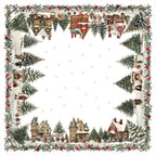 Xmas Village linen tablecloth 110x110 cm by The Napking