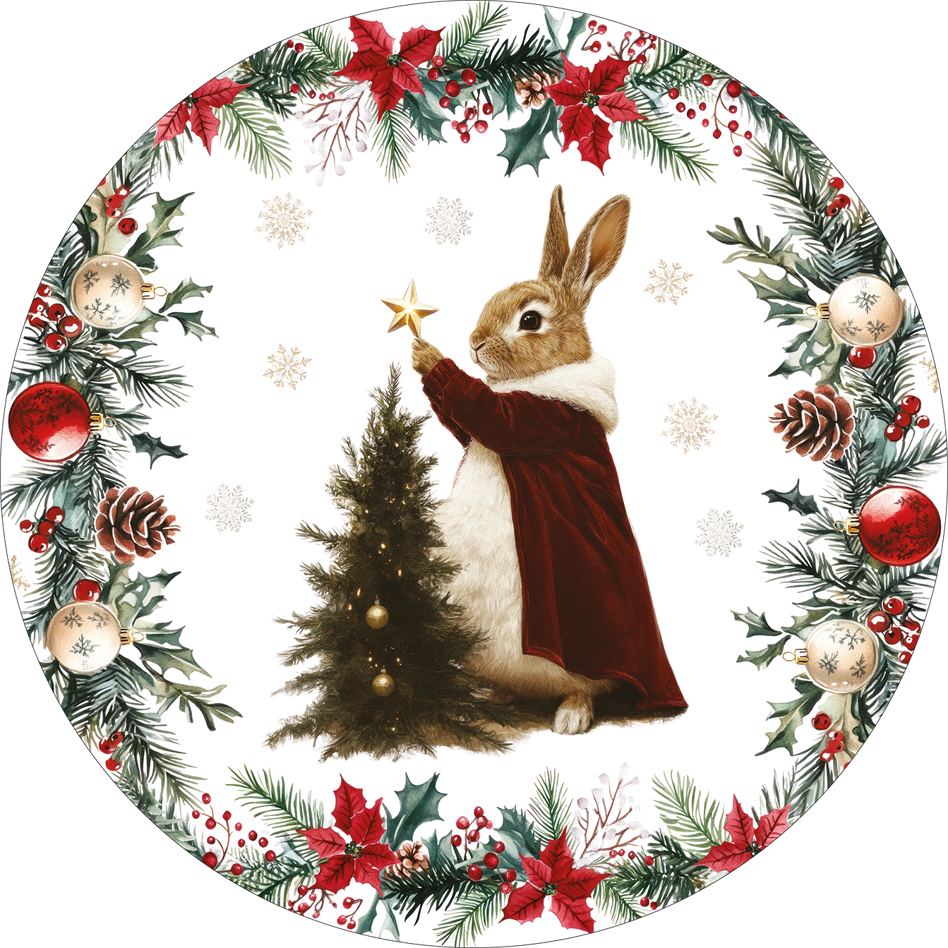 Set of 2 round hardboard placemats «Xmas Village» 100% Made in Italy - The Napking