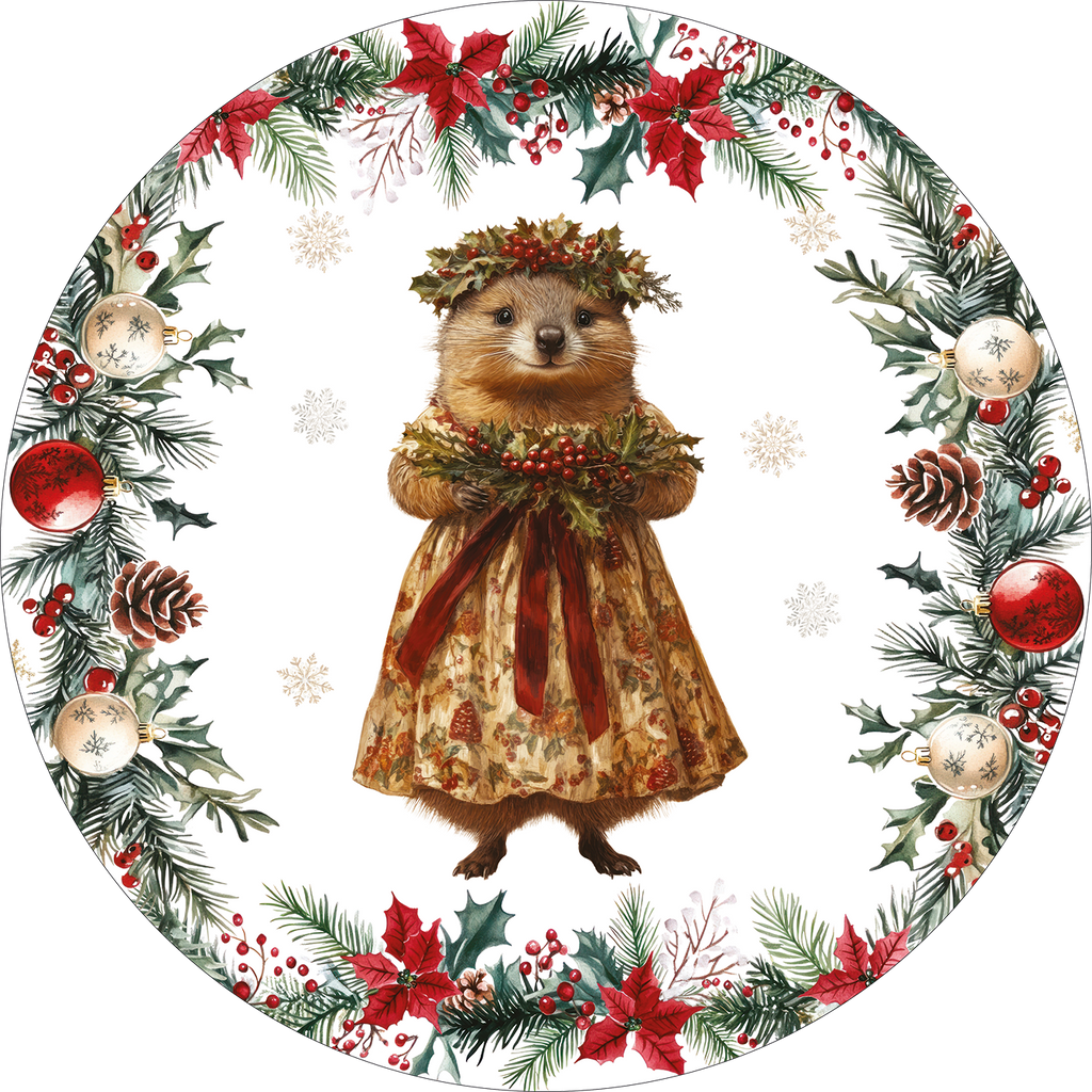 Set of 2 round hardboard placemats «Xmas Village» 100% Made in Italy