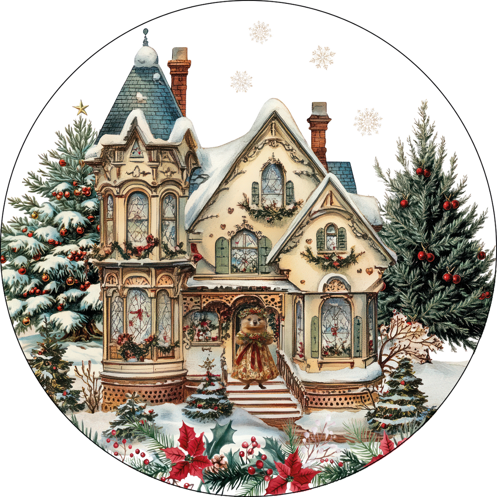 Set of 2 coasters «Xmas Village» wood cork – 100% Made in Italy