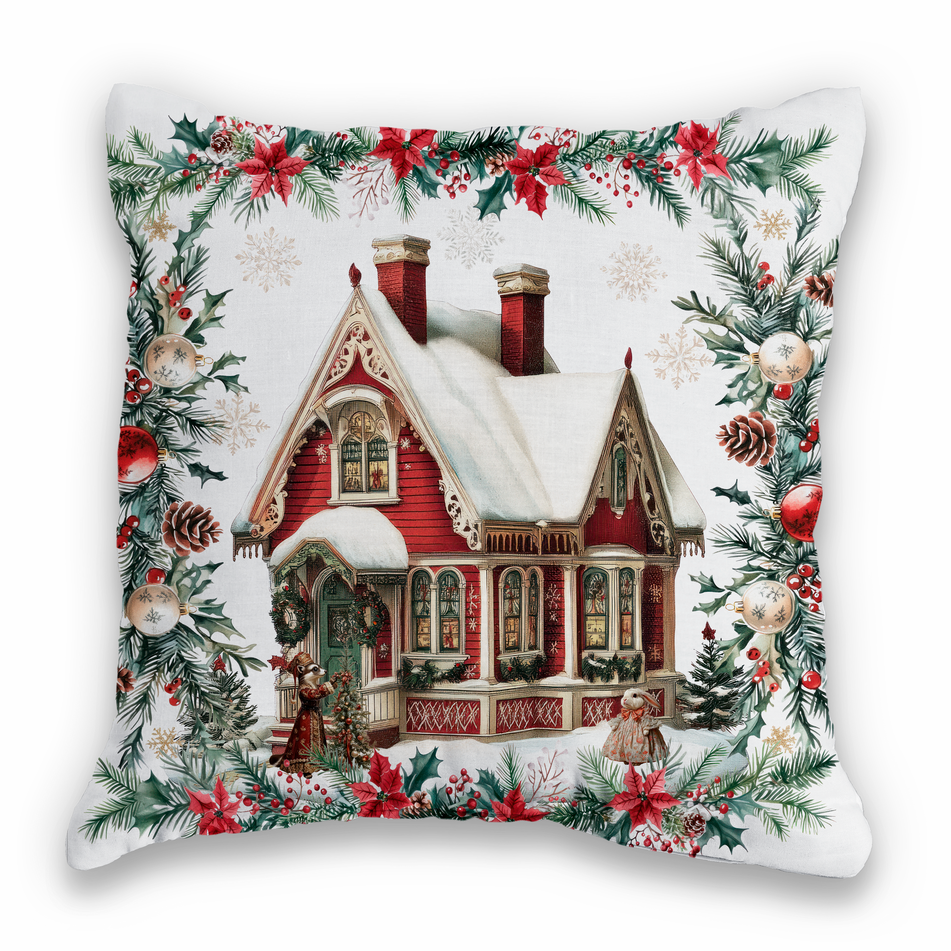 Cushion «Xmas Village», 100% Made in Italy