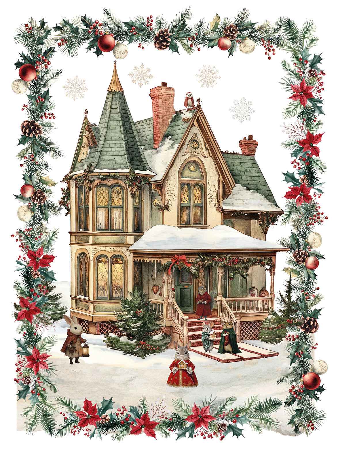 Xmas Village linen kitchen towel Kitchen Towel Var.1 by The Napking