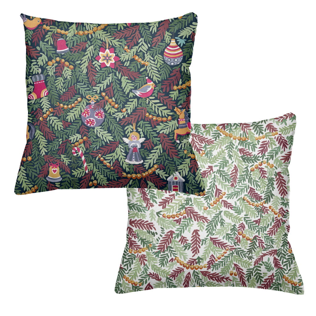 Xmas Charms cushion velvet with festive holiday charm print main image