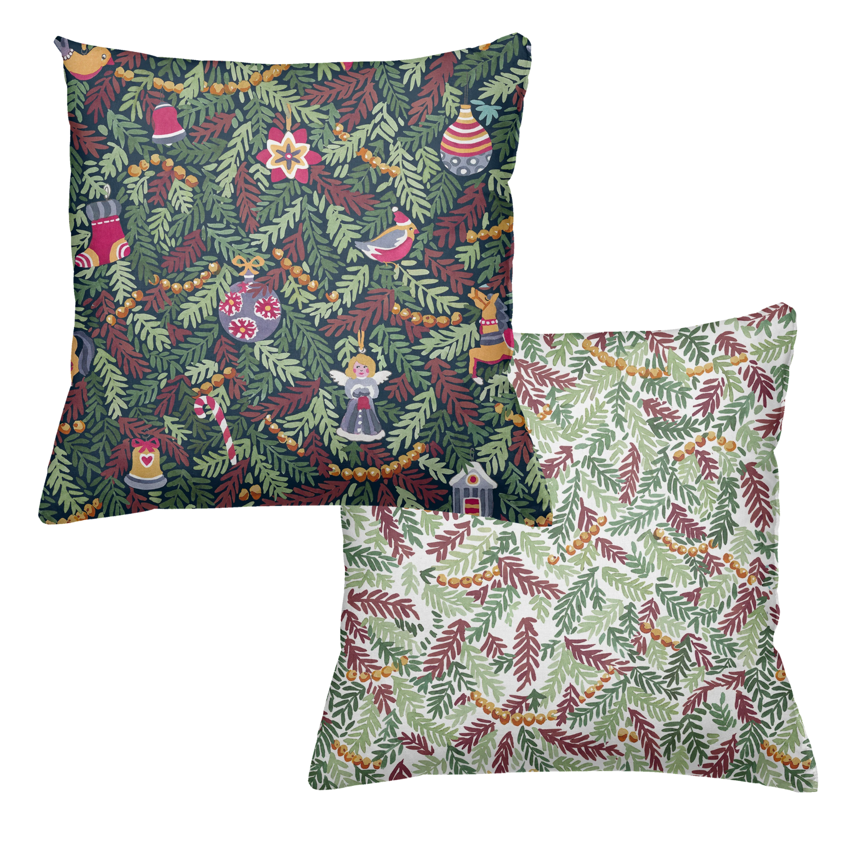 Xmas Charms cushion velvet with festive holiday charm print main image