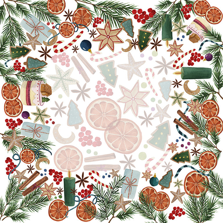 Tovaglia in raso «Xmas Tea» 100% Made in Italy