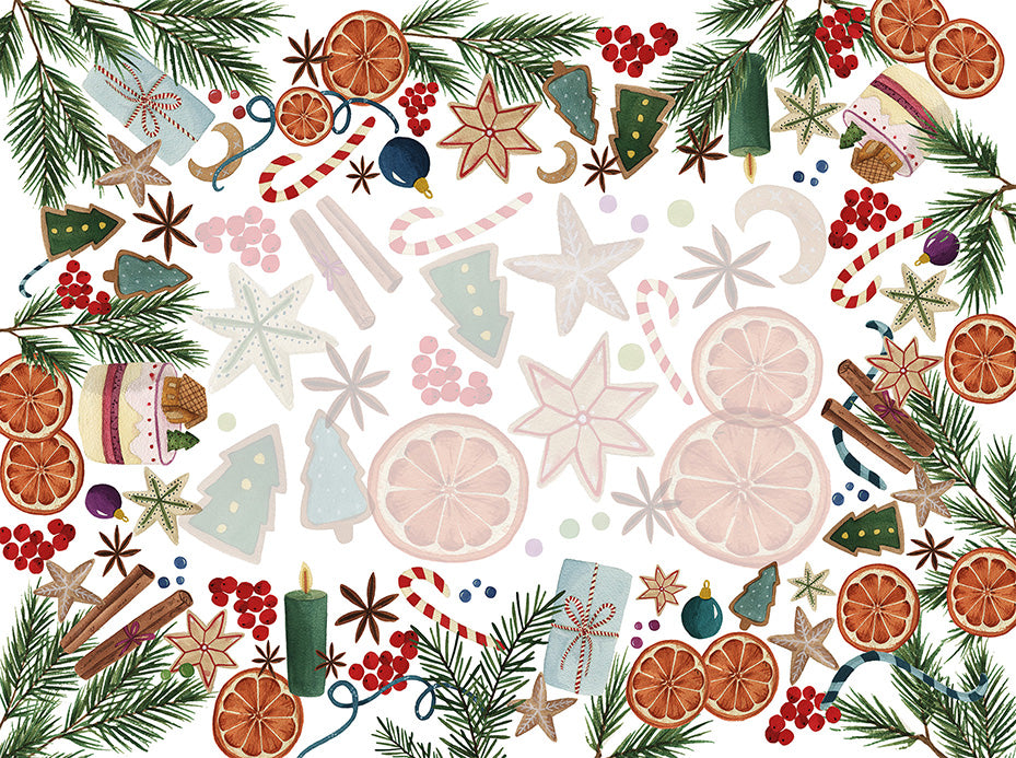 Xmas Tea tablecloth cotton satin, The Napking