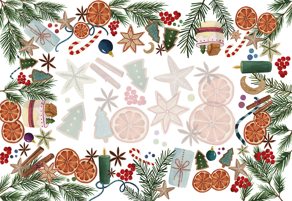 Tovaglia in raso «Xmas Tea» 100% Made in Italy