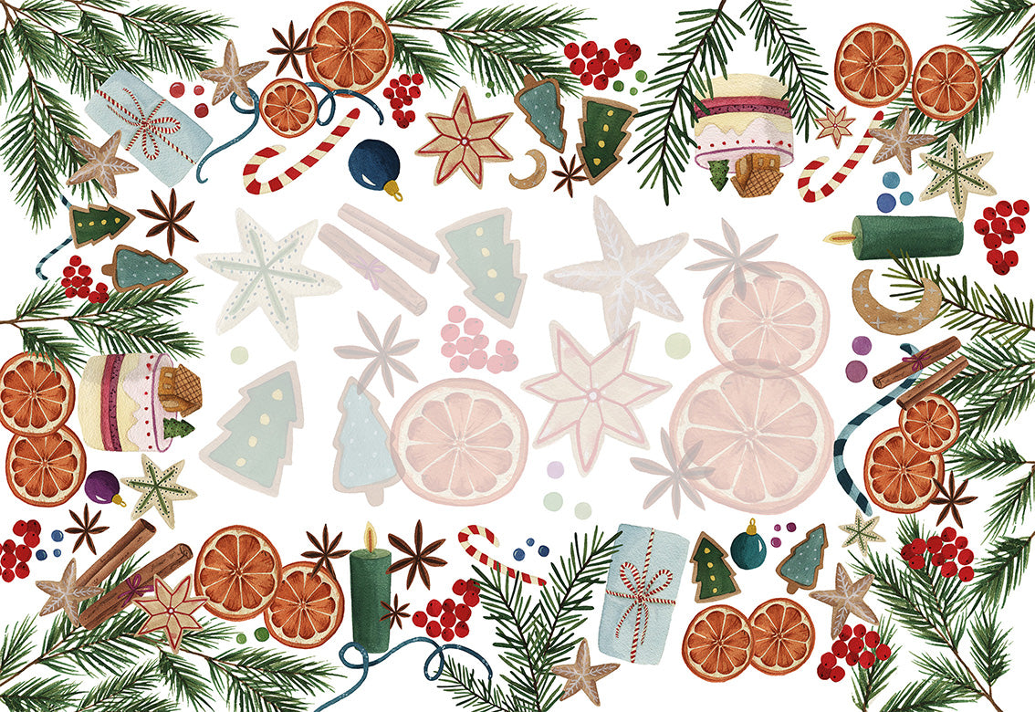 Satin Tablecloth «Xmas Tea» 100% Made in Italy