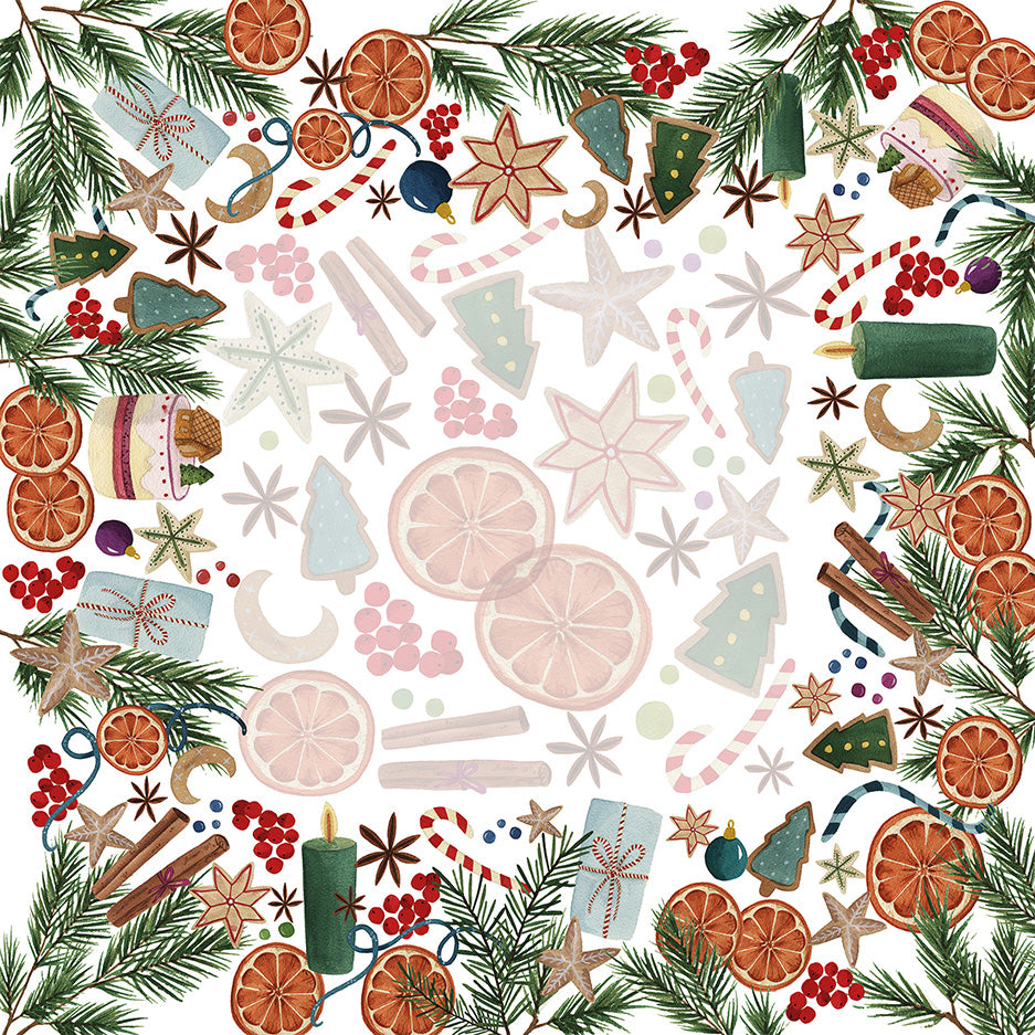 Xmas Tea tablecloth cotton satin, The Napking