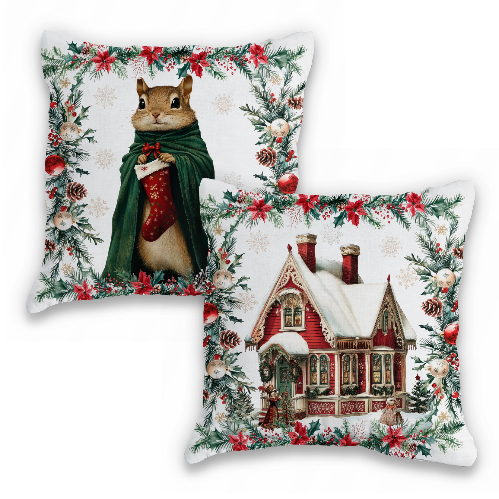 Xmas Village Cushion Velvet