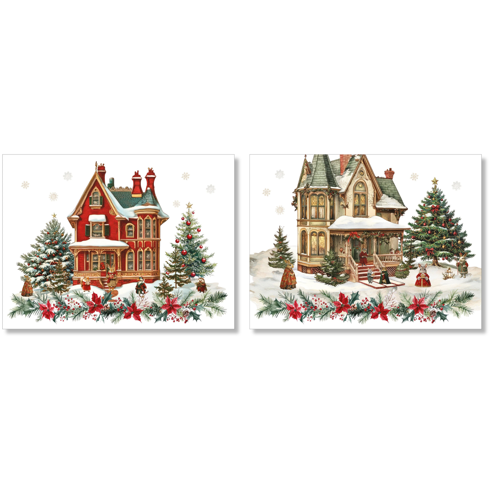Xmas Village Set of 2 Rectangular Hardboard Placemats