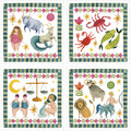 Set of 4 Napkins Satin Zodiac 100% Made in Italy The Napking