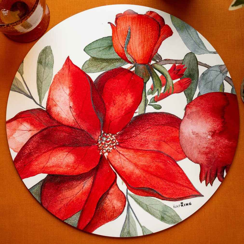 Set of 2 round hardboard placemats «Grenade», 100% Made in Italy