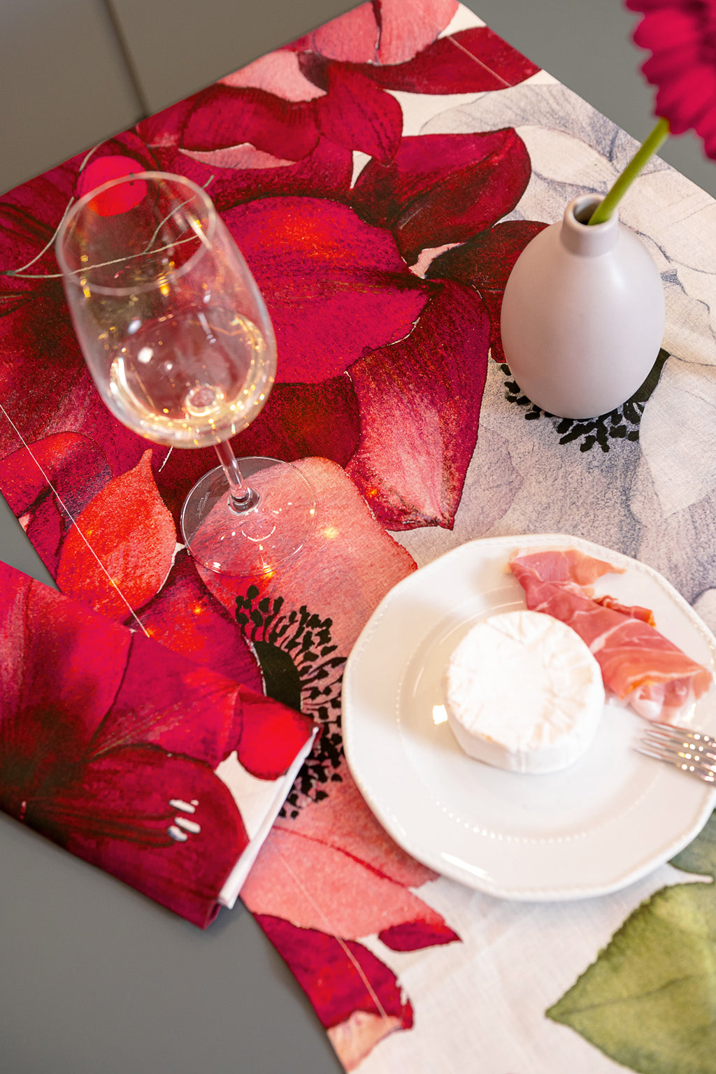 Set 4 Tovagliette Americane Lino Premium «Anemoni» 100% Made in Italy