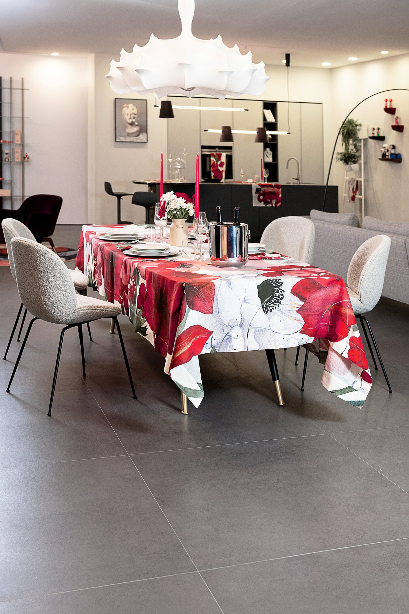 Premium Linen Tablecloth «Anemoni» 100% Made in Italy