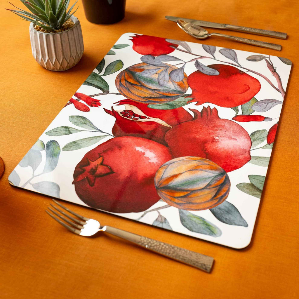 Set of 2 hardboard placemats Grenade rectangular, 100% Made in Italy