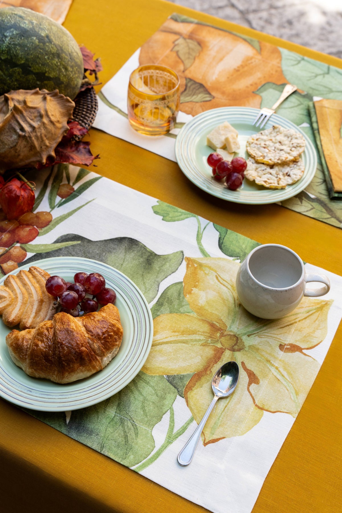 Set of 4 Placemats «Potirons» Linen 100% Made in Italy - The Napking
