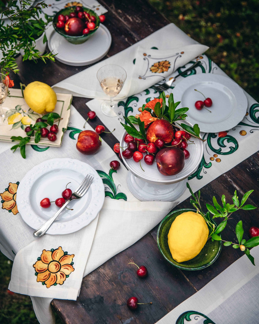 Set Of 4 Napkins Floral 100% Made in italy