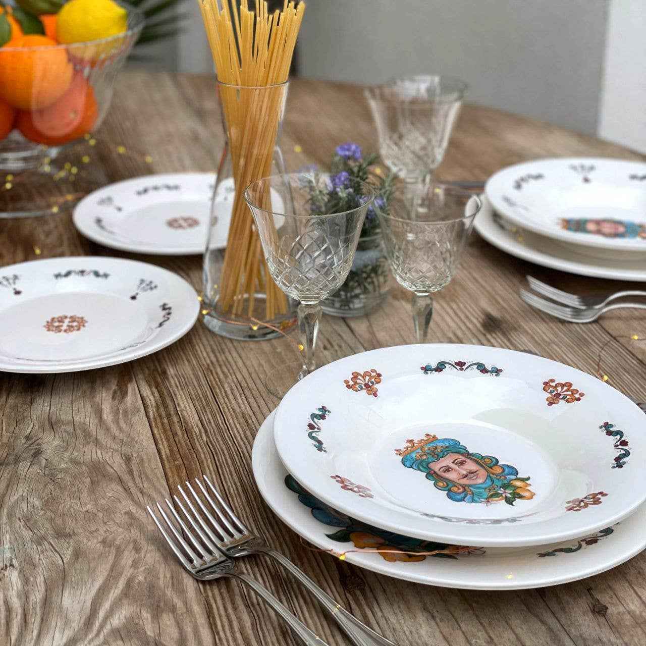 Set 3+3 Plates Teste Di Moro 100% Made in Italy