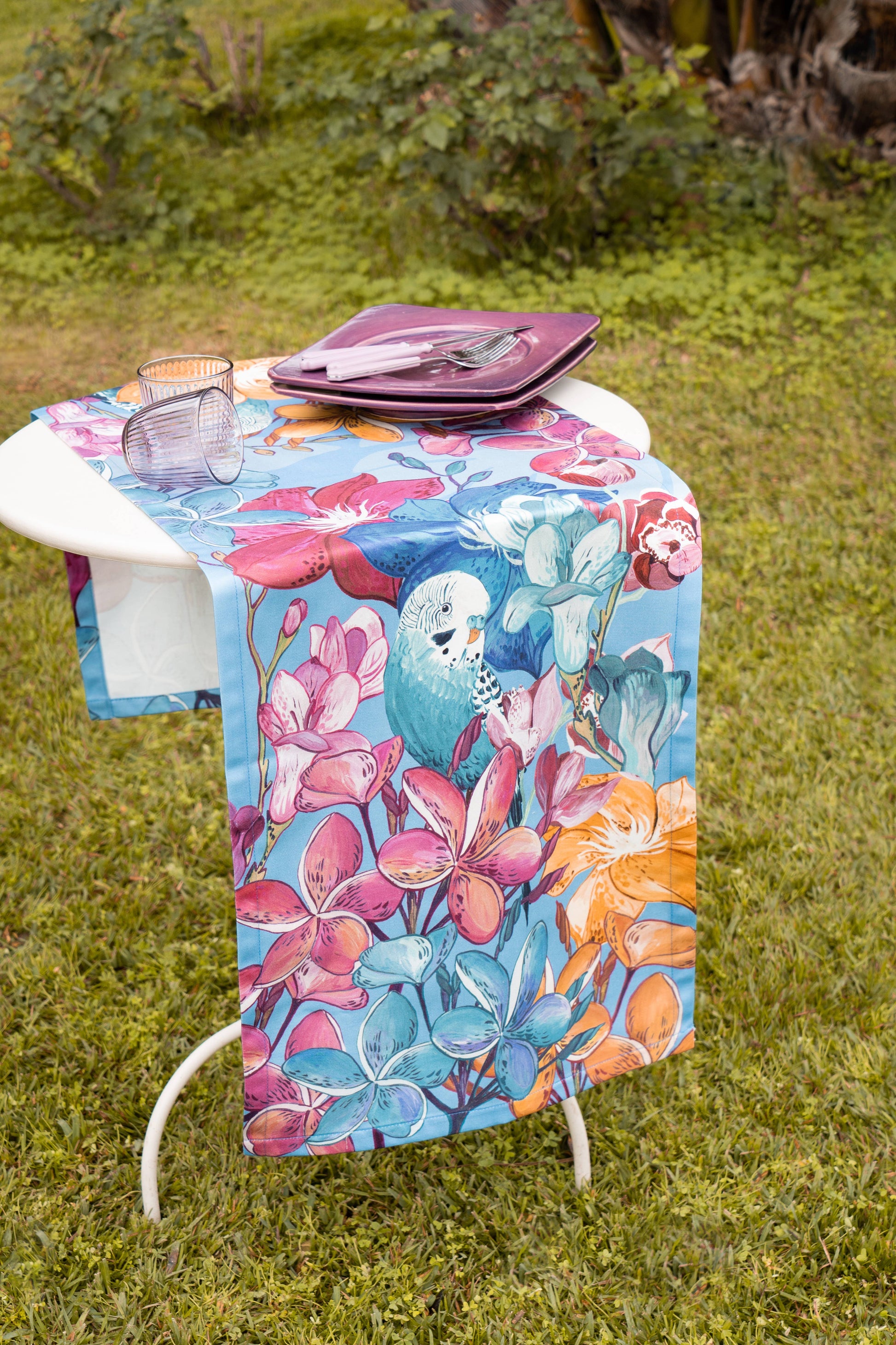 Cotton Satin Runner «Cocorite» 100% Made in Italy - The Napking