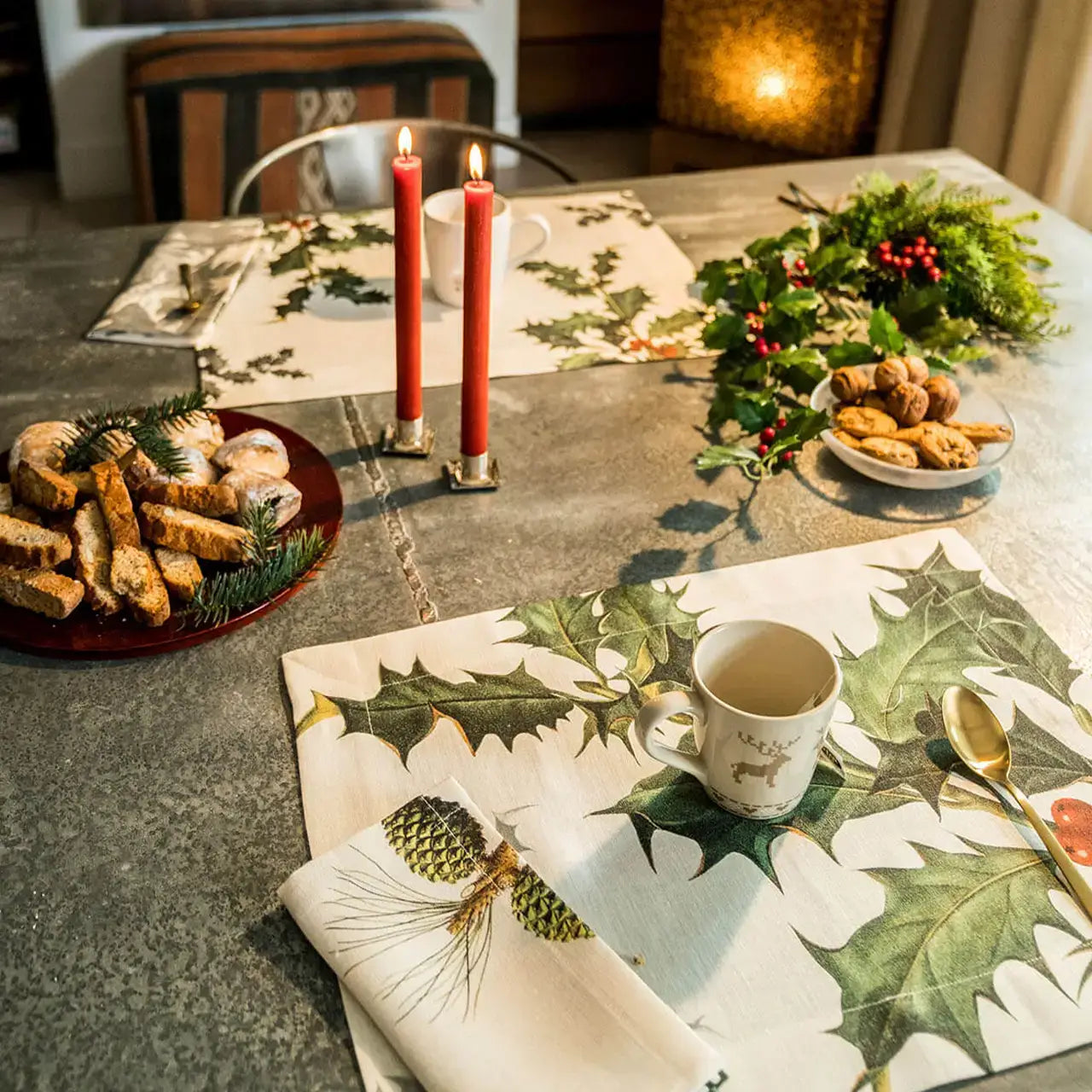 Set of 4 Placemats «Ilex» Linen 100% Made in Italy