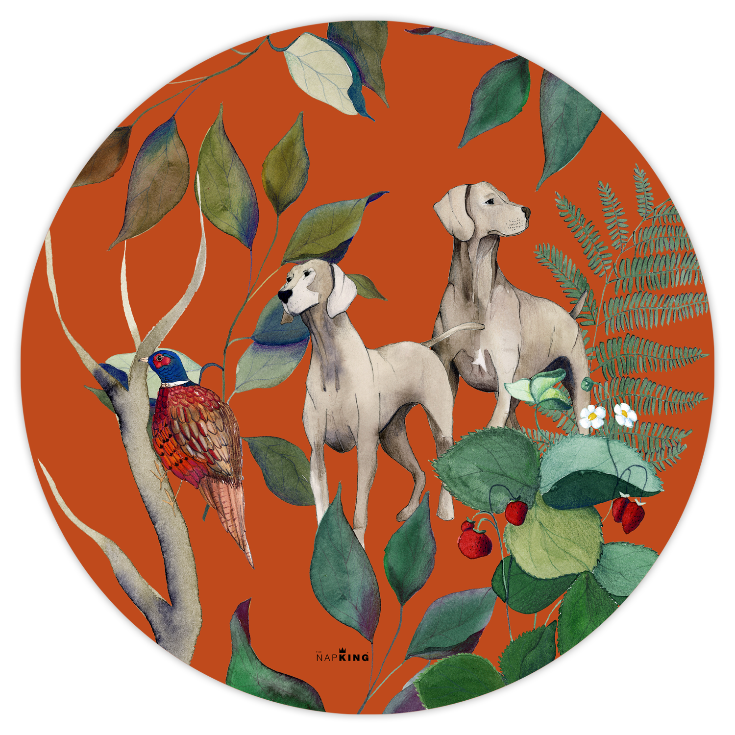 Set of 2 round hardboard placemats «Caccia», 100% Made in Italy