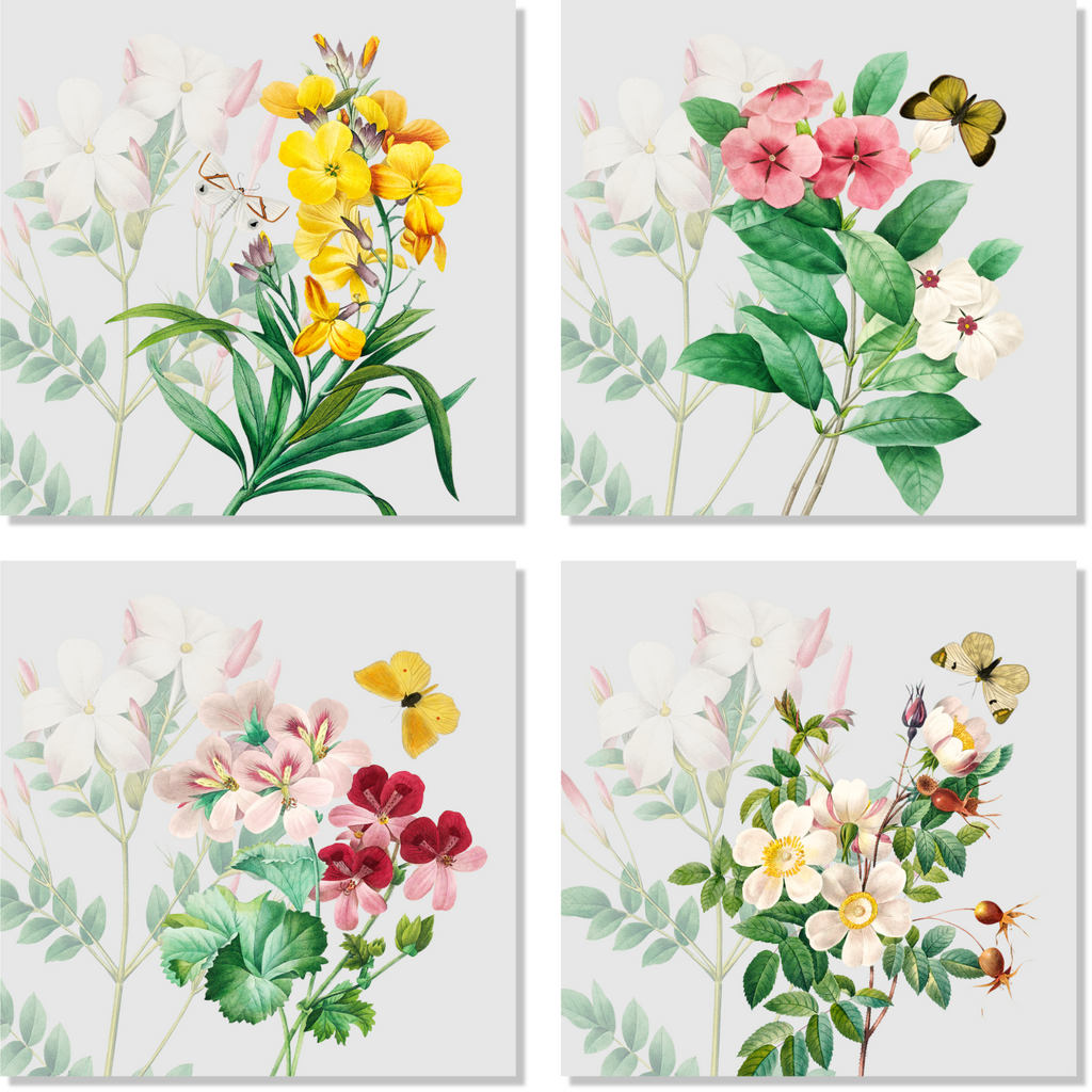 Set of 4 Napkins Satin Blooming 100% Made in Italy