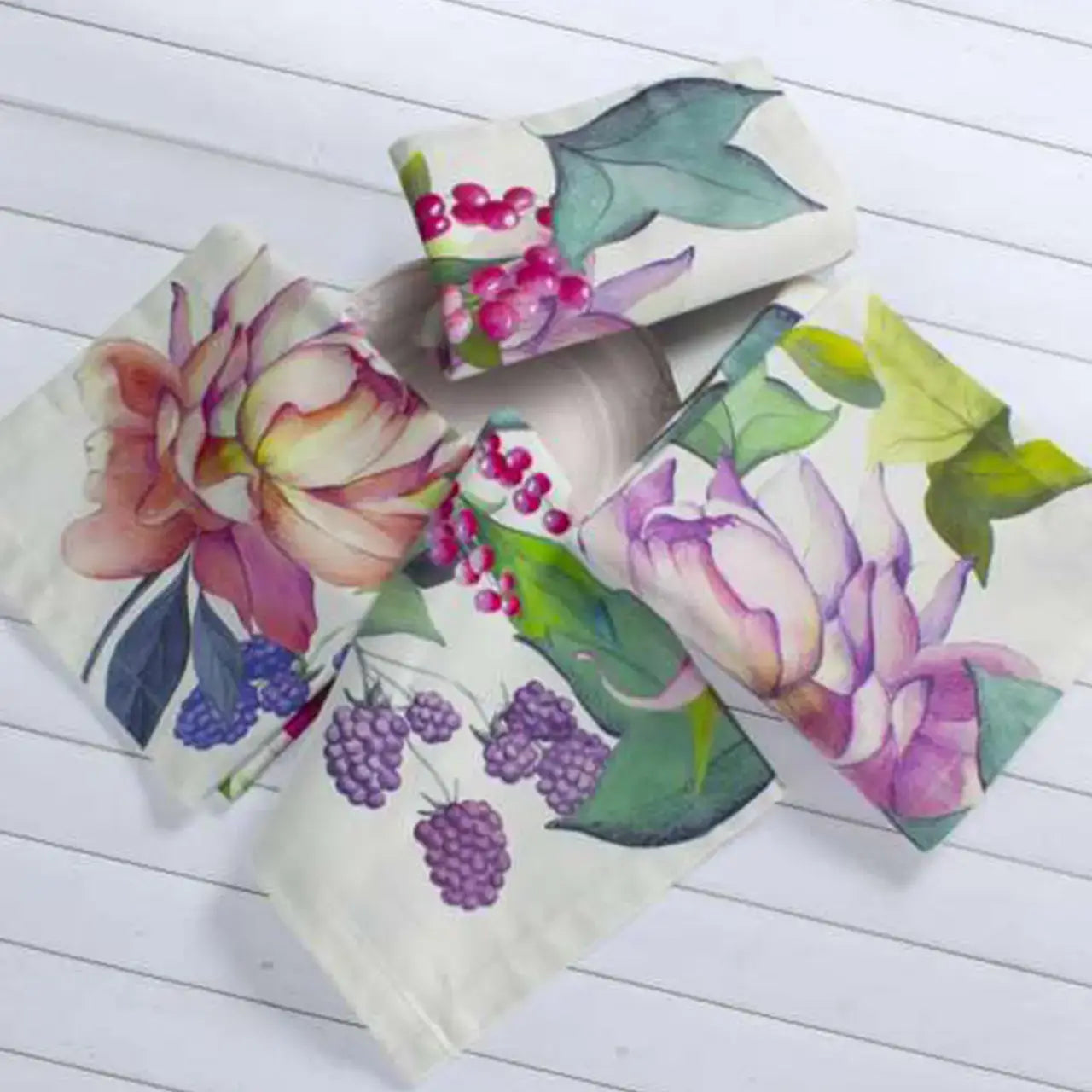 Set of 4 Napkins Satin «Peonia» 100% Made in Italy