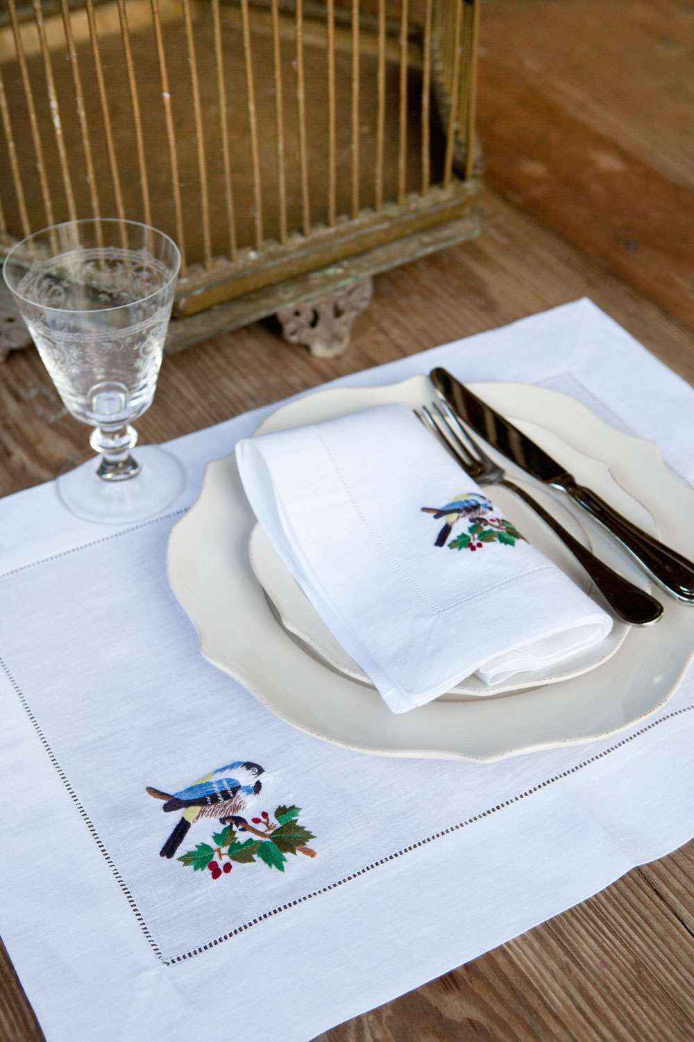 Place Mat Set «Uccelli» 100% Made in Italy
