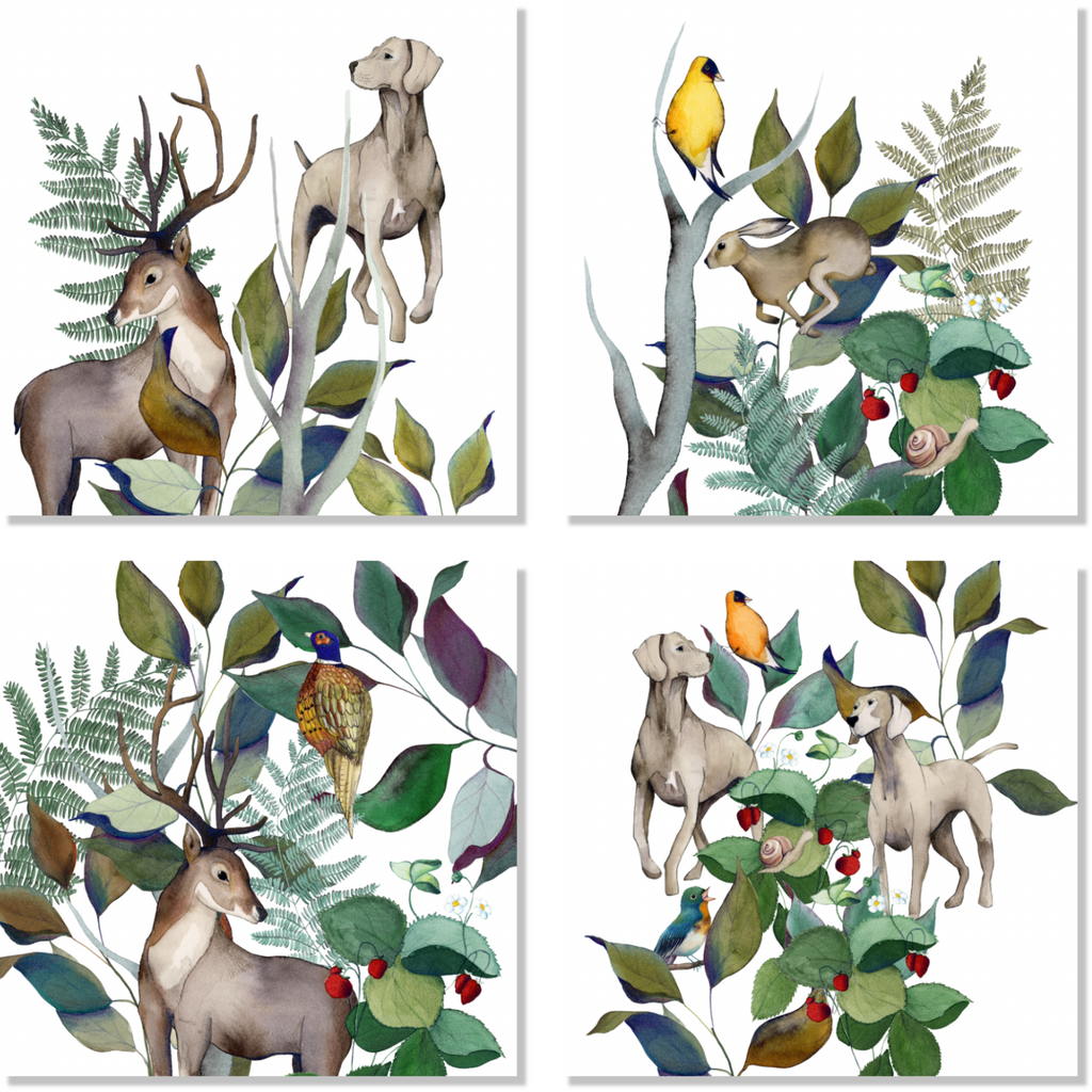 Set of 4 Napkins «Caccia» 100% Made in Italy