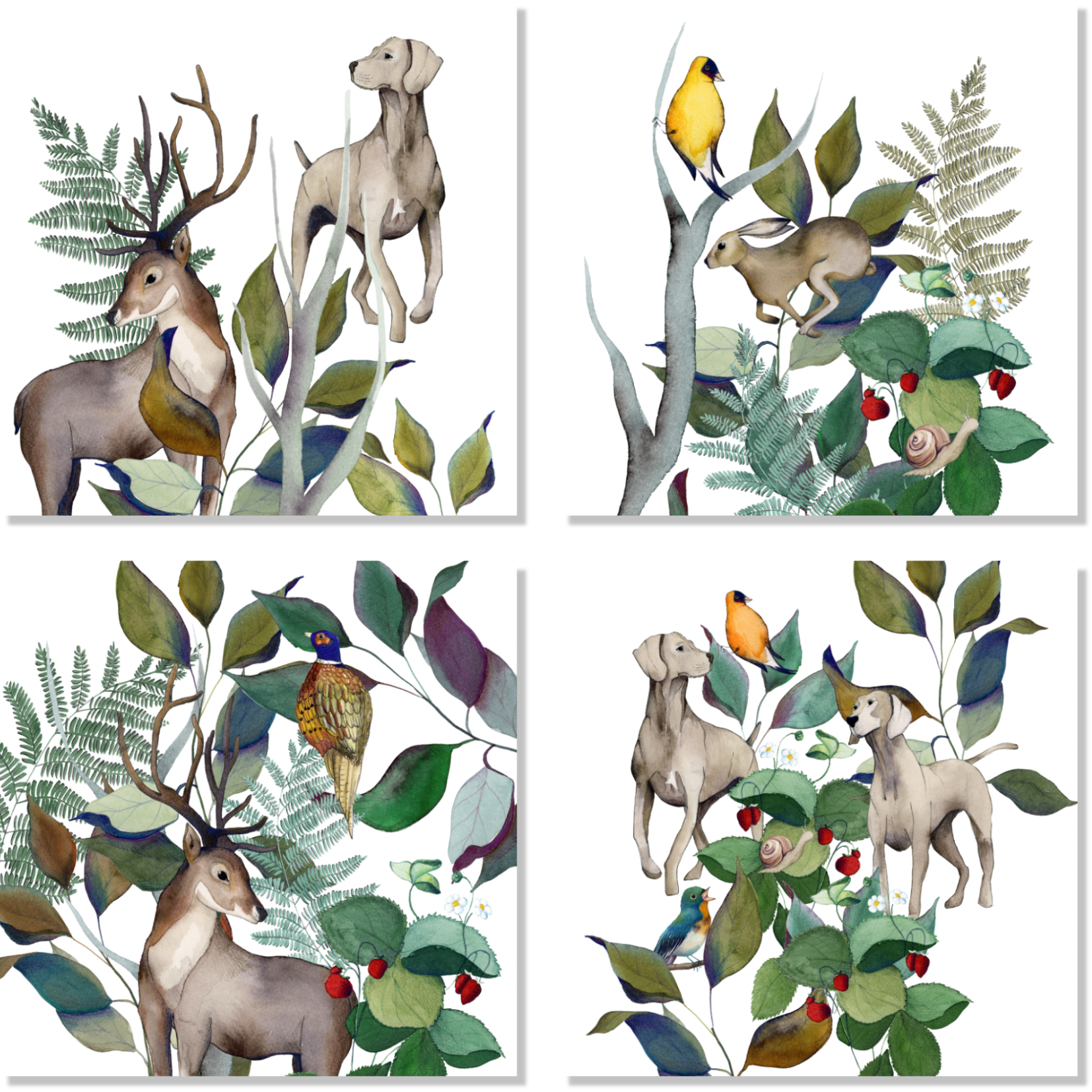 Set of 4 Napkins «Caccia» 100% Made in Italy