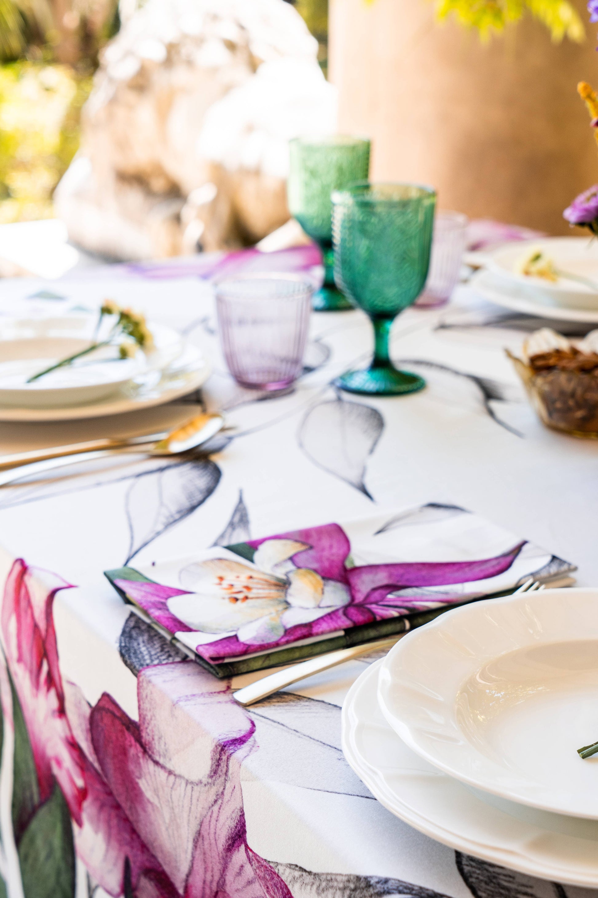 Set of 4 Napkins Satin «Iris» 100% Made in Italy