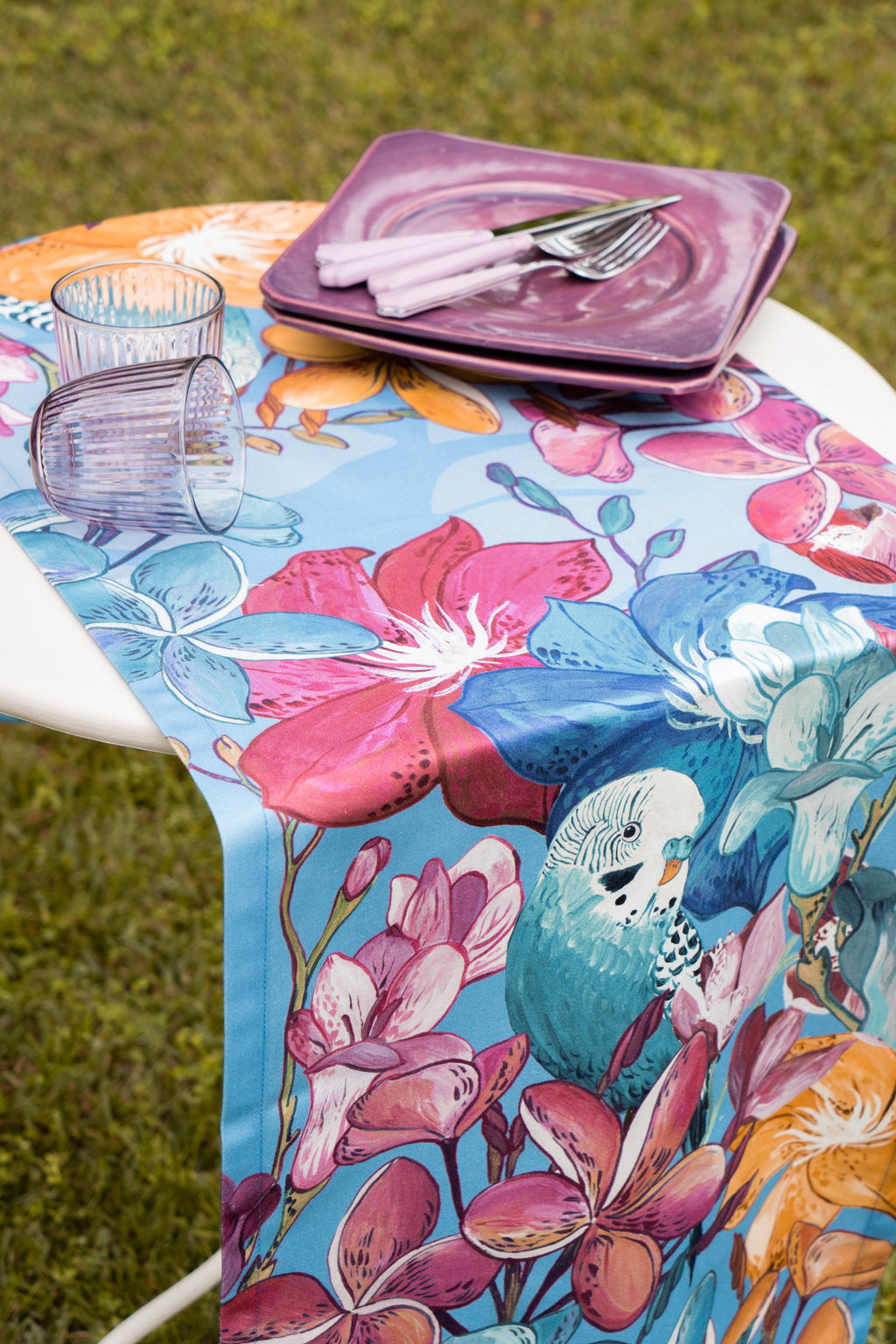 Cotton Satin Runner «Cocorite» 100% Made in Italy