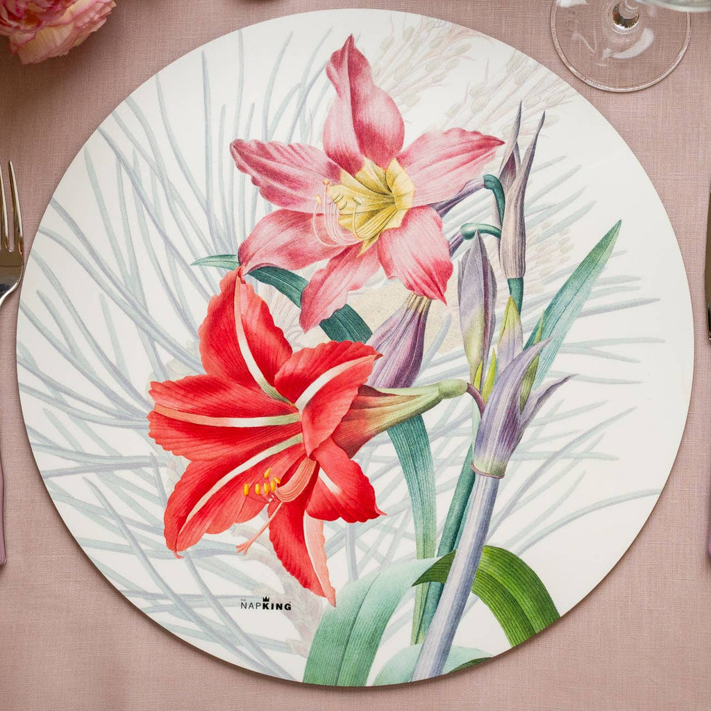 Set of 2 round hardboard placemats «Winter Garden», 100% Made in Italy