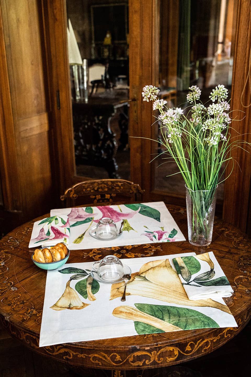 Set of 4 Placemats «Dahlia» Linen 100% Made in Italy - The Napking