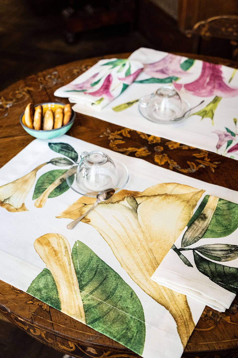 Set of 4 Placemats «Dahlia» Linen 100% Made in Italy - The Napking