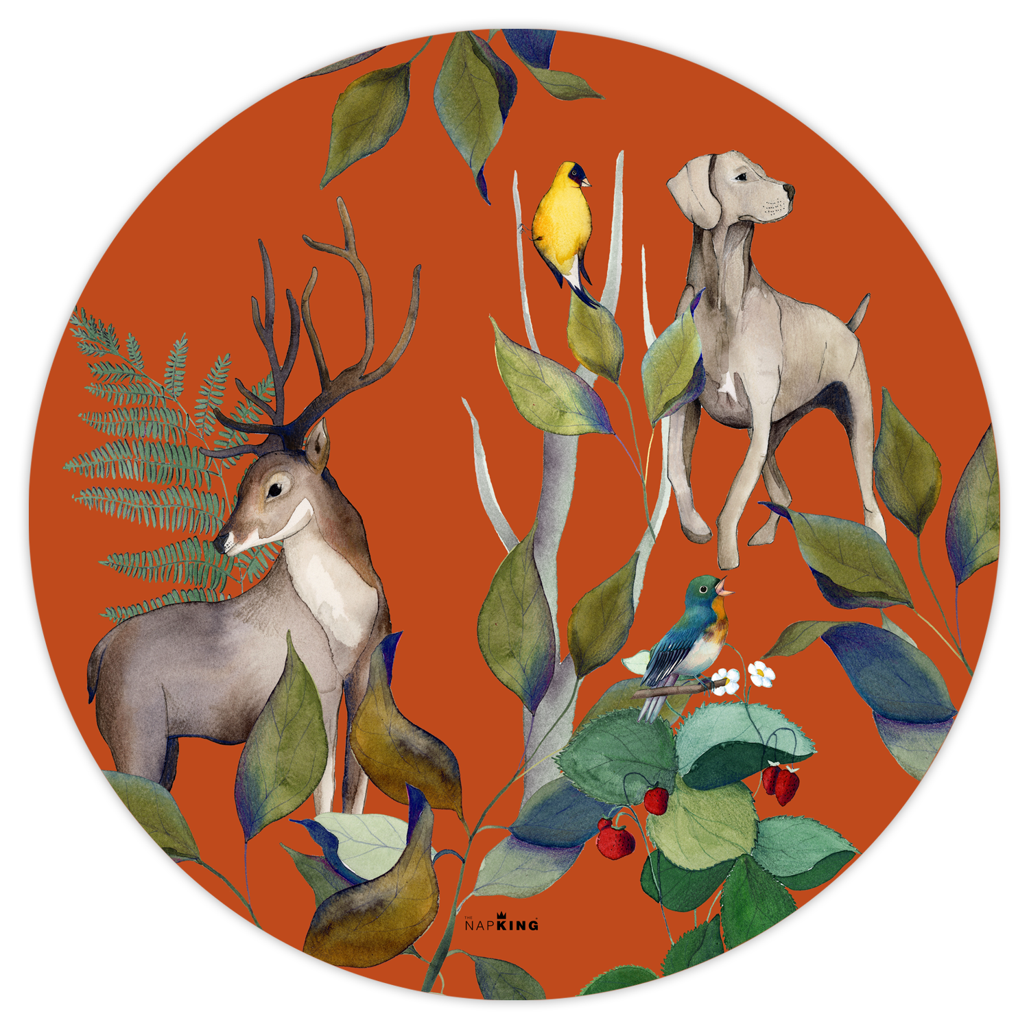 Set of 2 round hardboard placemats «Caccia», 100% Made in Italy