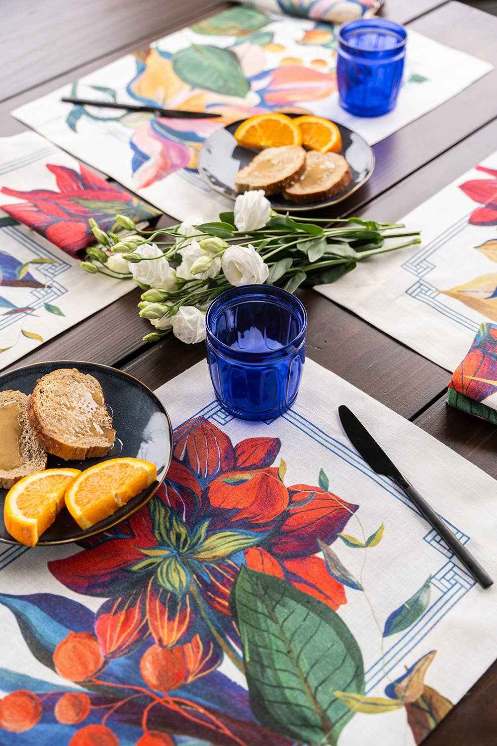 Set of 4 Placemats «Dahlia» Linen 100% Made in Italy - The Napking