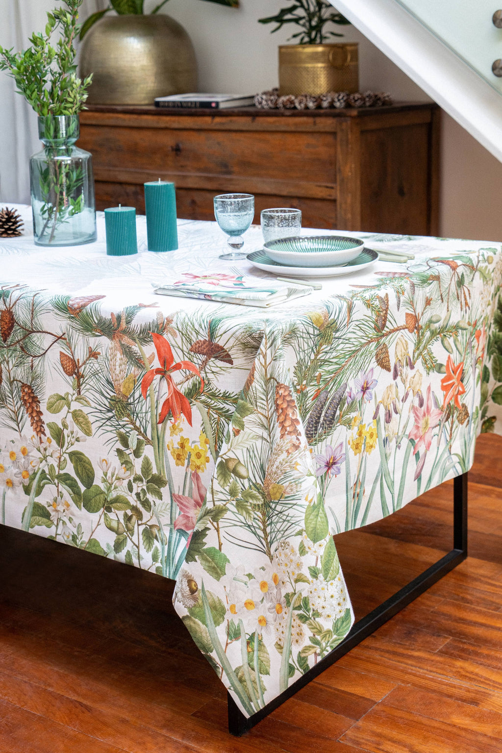 Linen Tablecloth «Winter Garden» - 100% Made in Italy