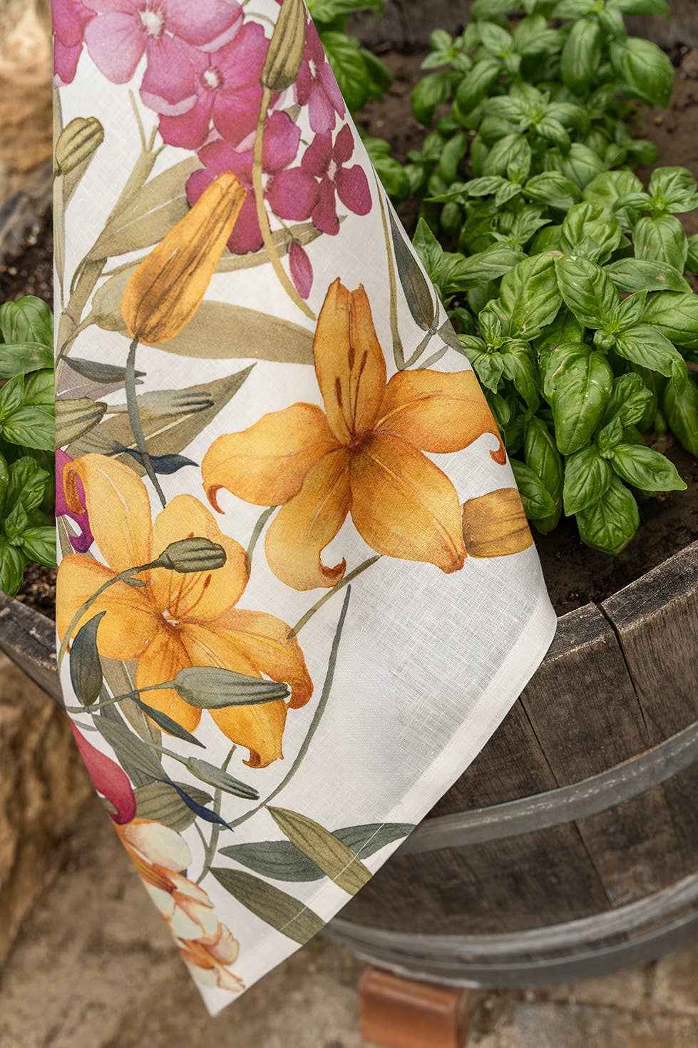 Kitchen Towels «Oleandro», Premium Quality Linen 100% Made in Italy